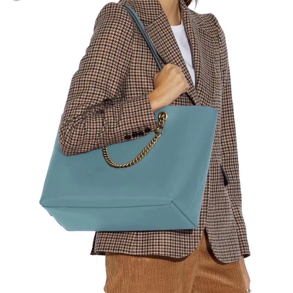 Coach Signature Chain Central Leather Tote, - Picture 3 of 16